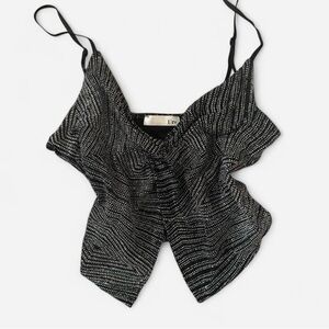 White Fox Boutique Black Metallic Cami Crop Top